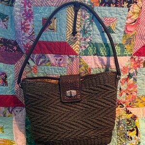 Elegant Black Woven Handbag